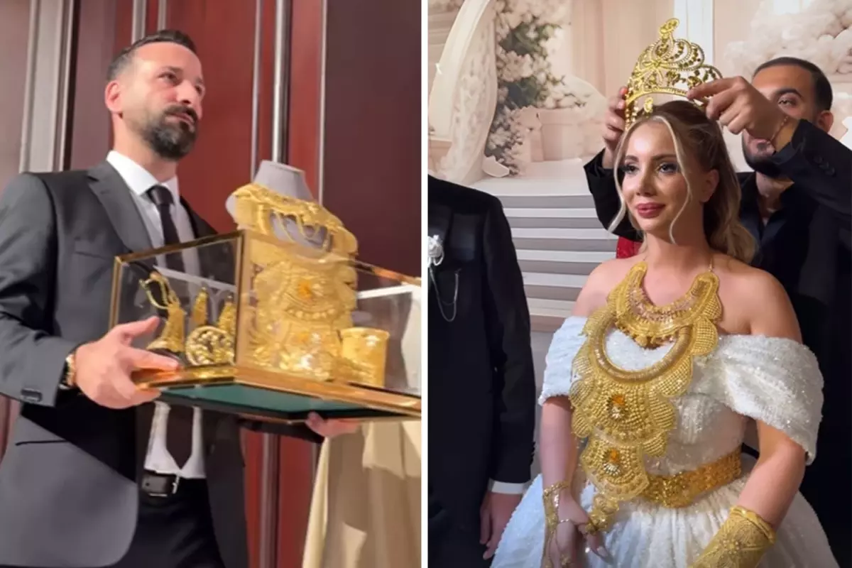 Fenomen Aleyna Dalveren düğününde takılan altınları taşımakta zorlandı