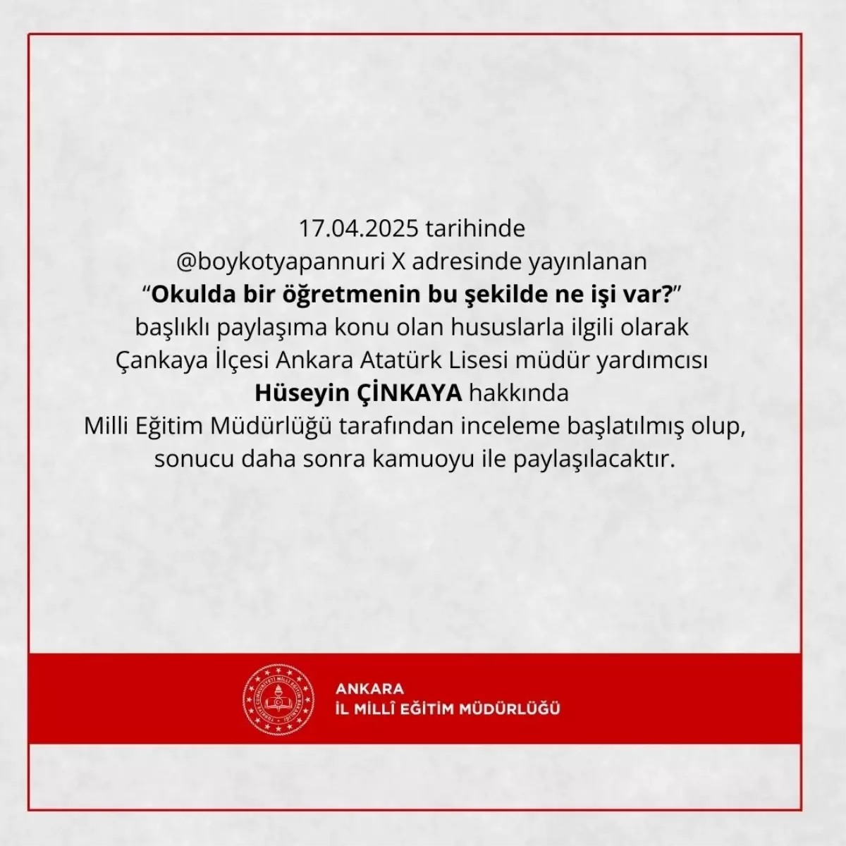 Öğretmen Görüntüleri Üzerine İnceleme Başlatıldı