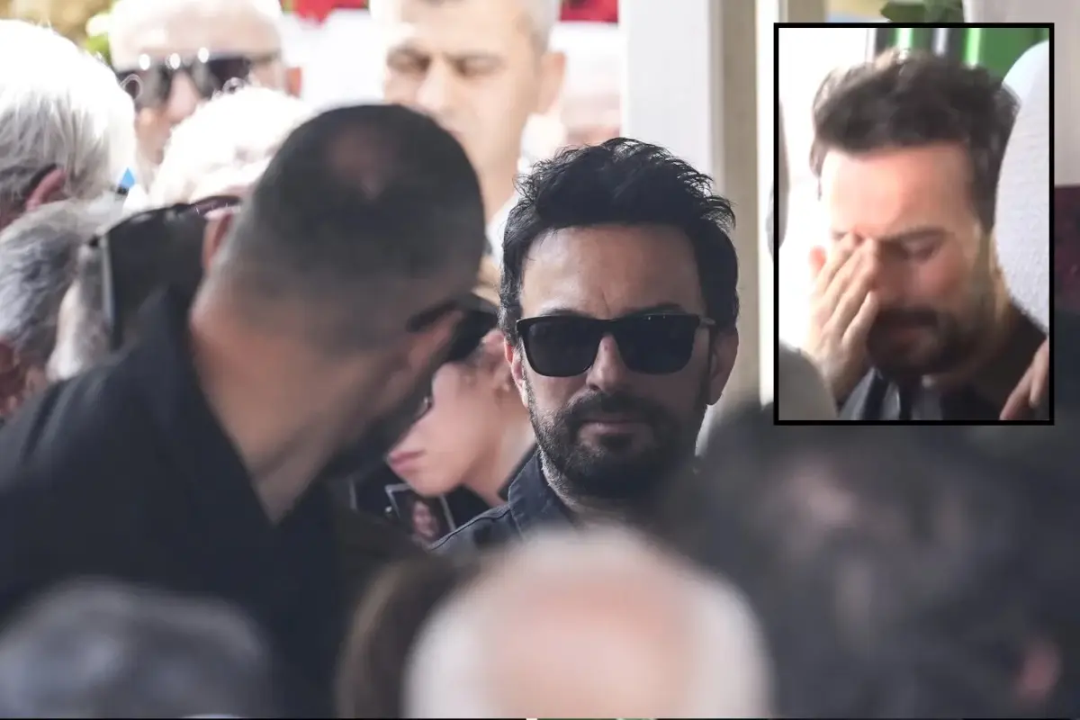 Törende kendini tutan Tarkan, cenaze aracında gözyaşlarına boğuldu