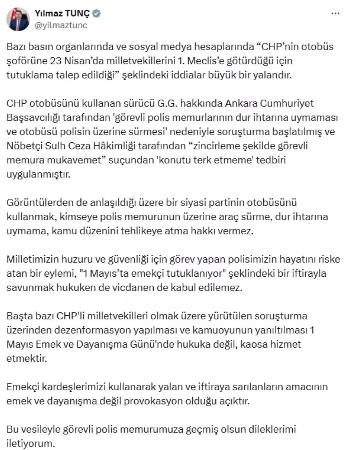 Adalet Bakanı Tunç’tan CHP Açıklaması