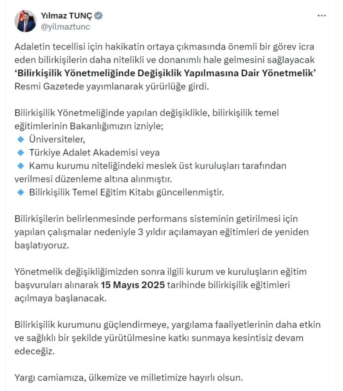 Bilirkişilik Yönetmeliği Değişti