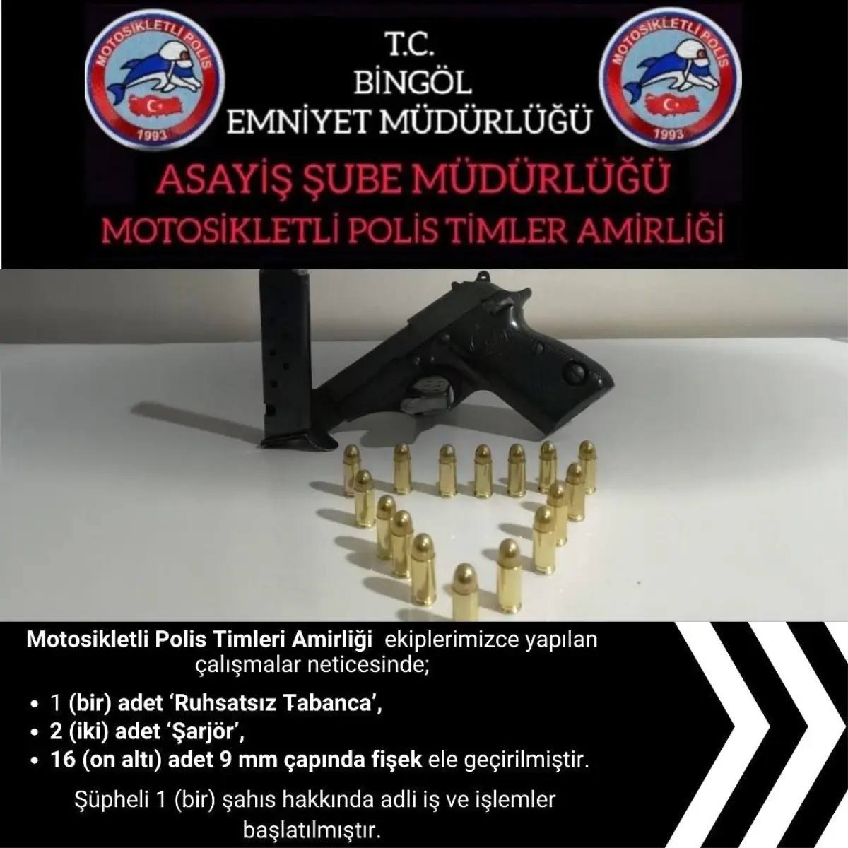 Bingöl’de Ruhsatsız Silah Ele Geçirildi