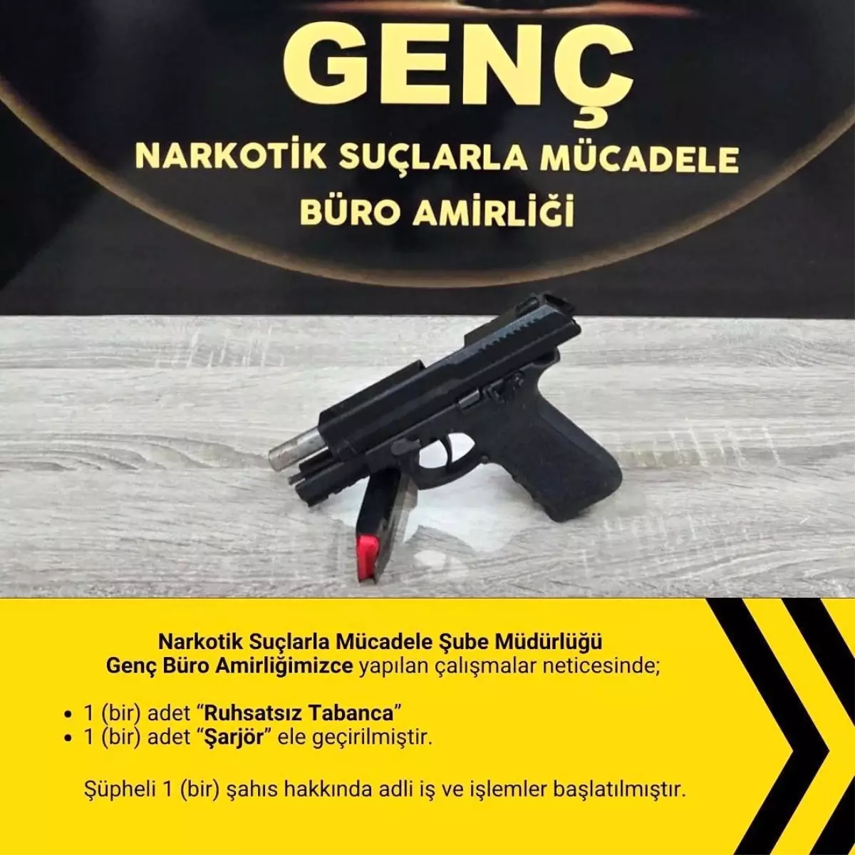 Bingöl’de Ruhsatsız Tabanca ve Esrar Ele Geçirildi