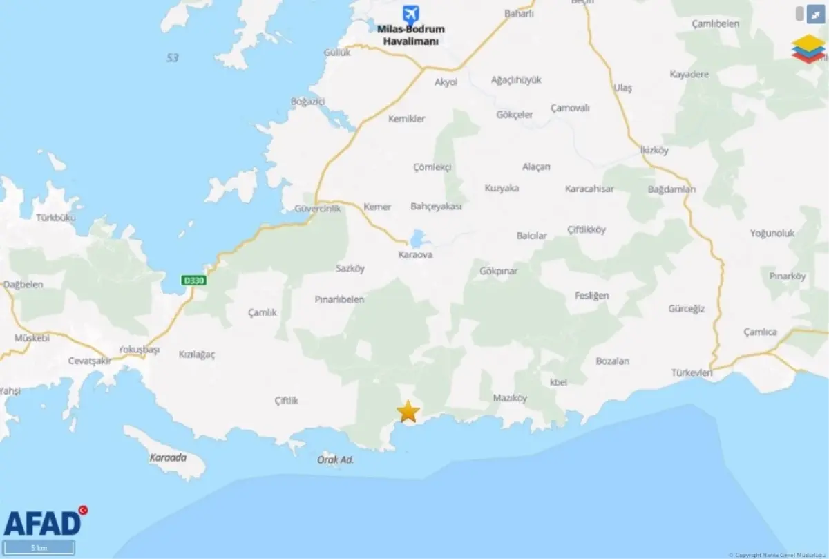 Bodrum’da 4.1 Büyüklüğünde Deprem