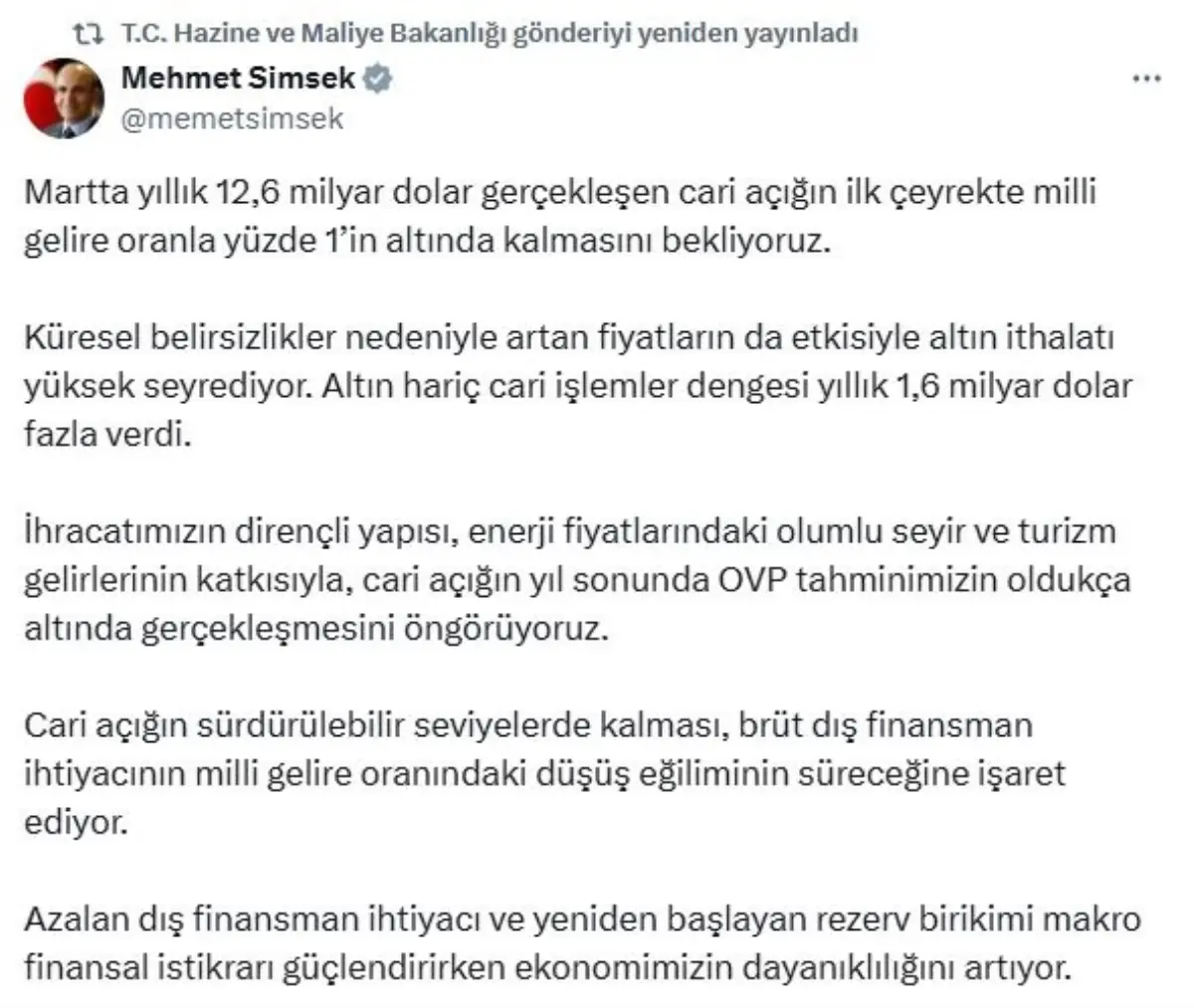 Cari Açık Yıl Sonunda Beklentinin Altında Kalacak