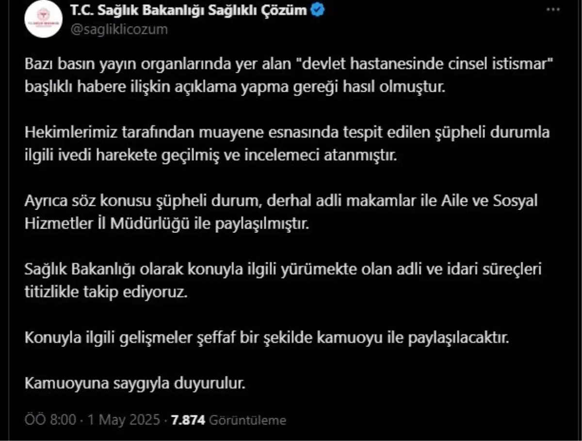 Devlet Hastanesinde Cinsel İstismar İddiası