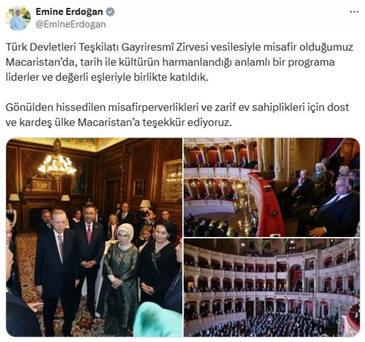 Emine Erdoğan, Macaristan’da kültürel programa katıldı