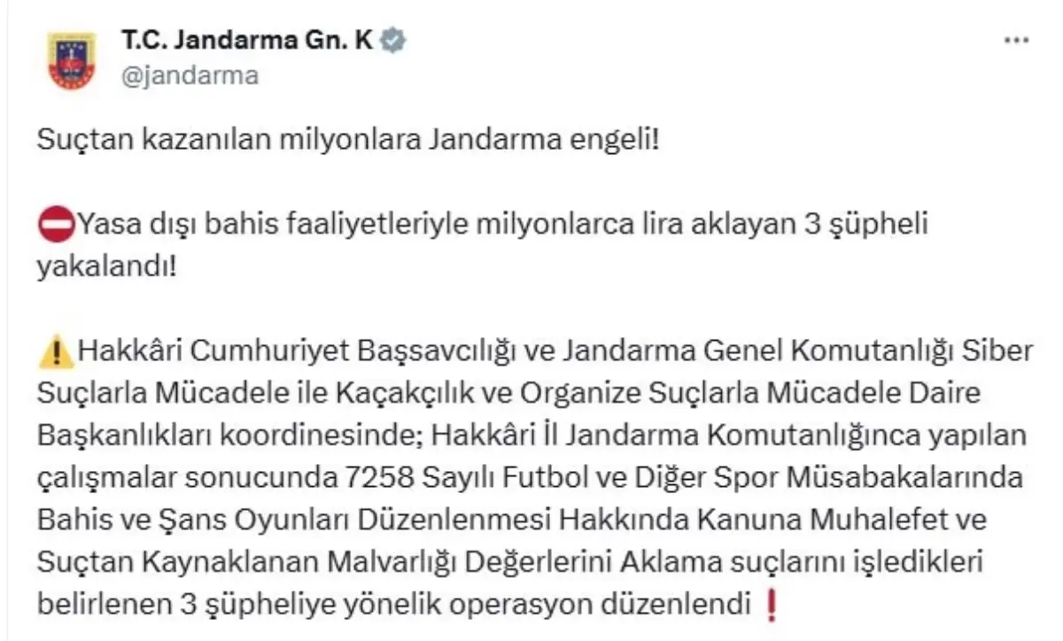 Hakkari’de Yasa Dışı Bahis Operasyonu