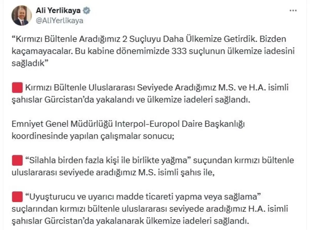 İki Suçlu Gürcistan’da Yakalandı