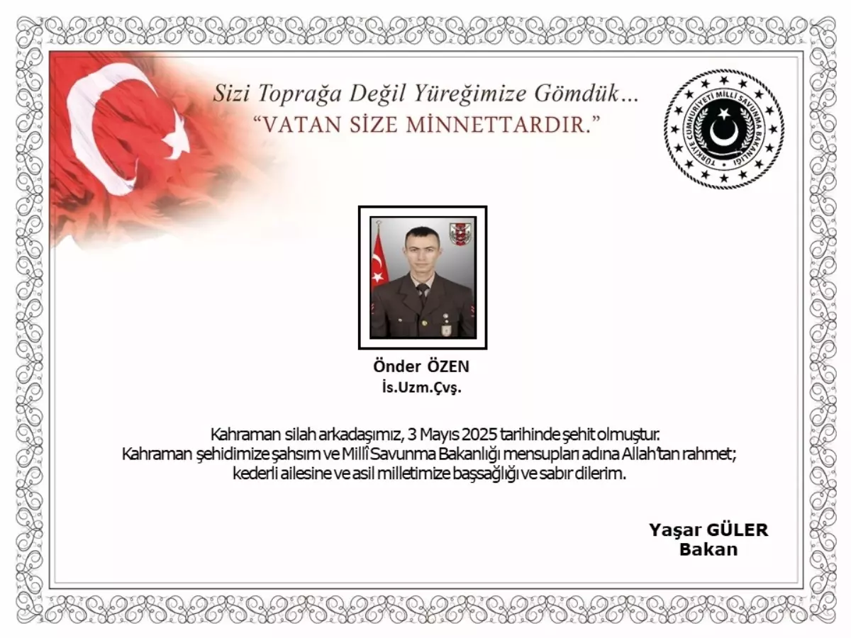 Irak’ın kuzeyindeki Pençe- Operasyon bölgesinde mayına basan uzman çavuş şehit oldu (2)