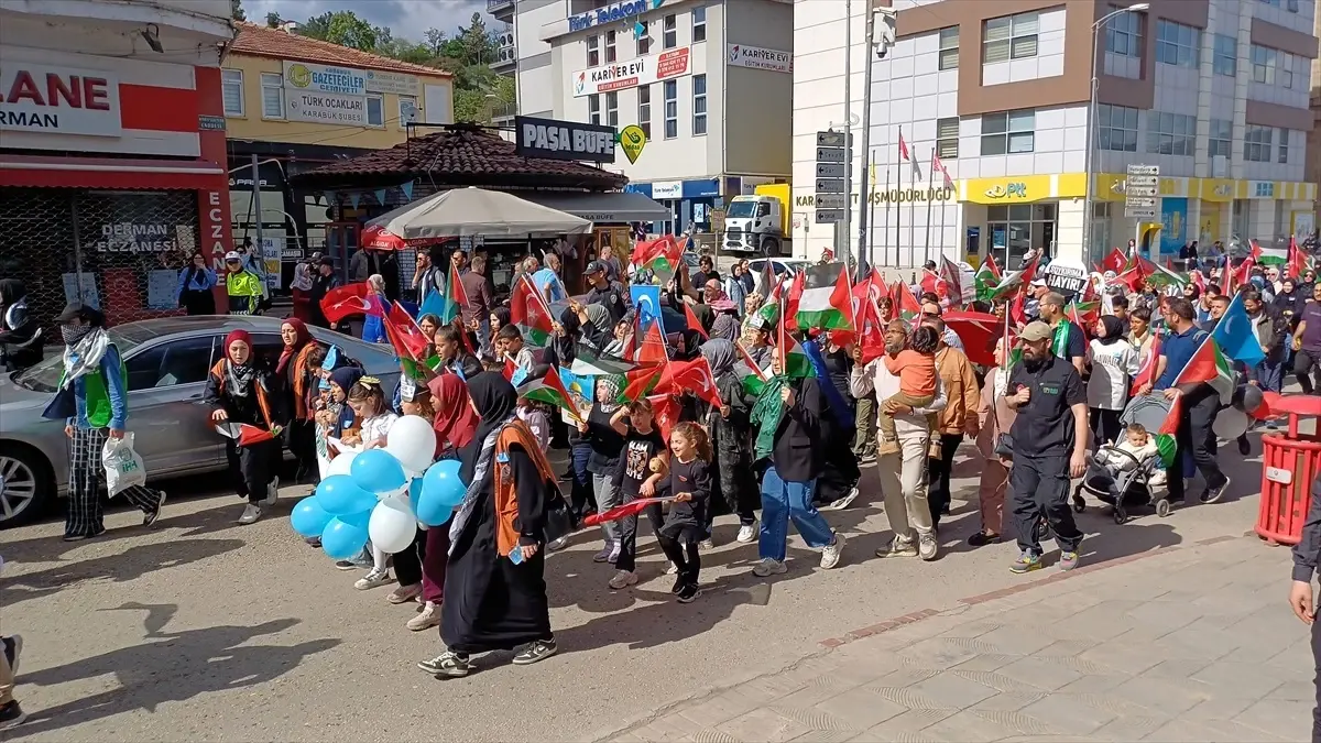 Karabük’te Çocuklardan Filistin’e Destek Yürüyüşü