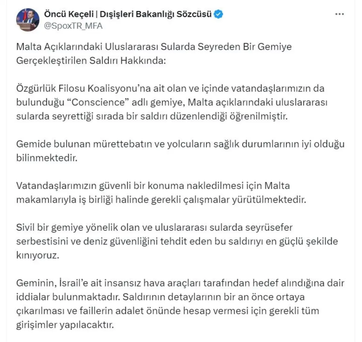 Malta Açıklarında Gemi Saldırısı