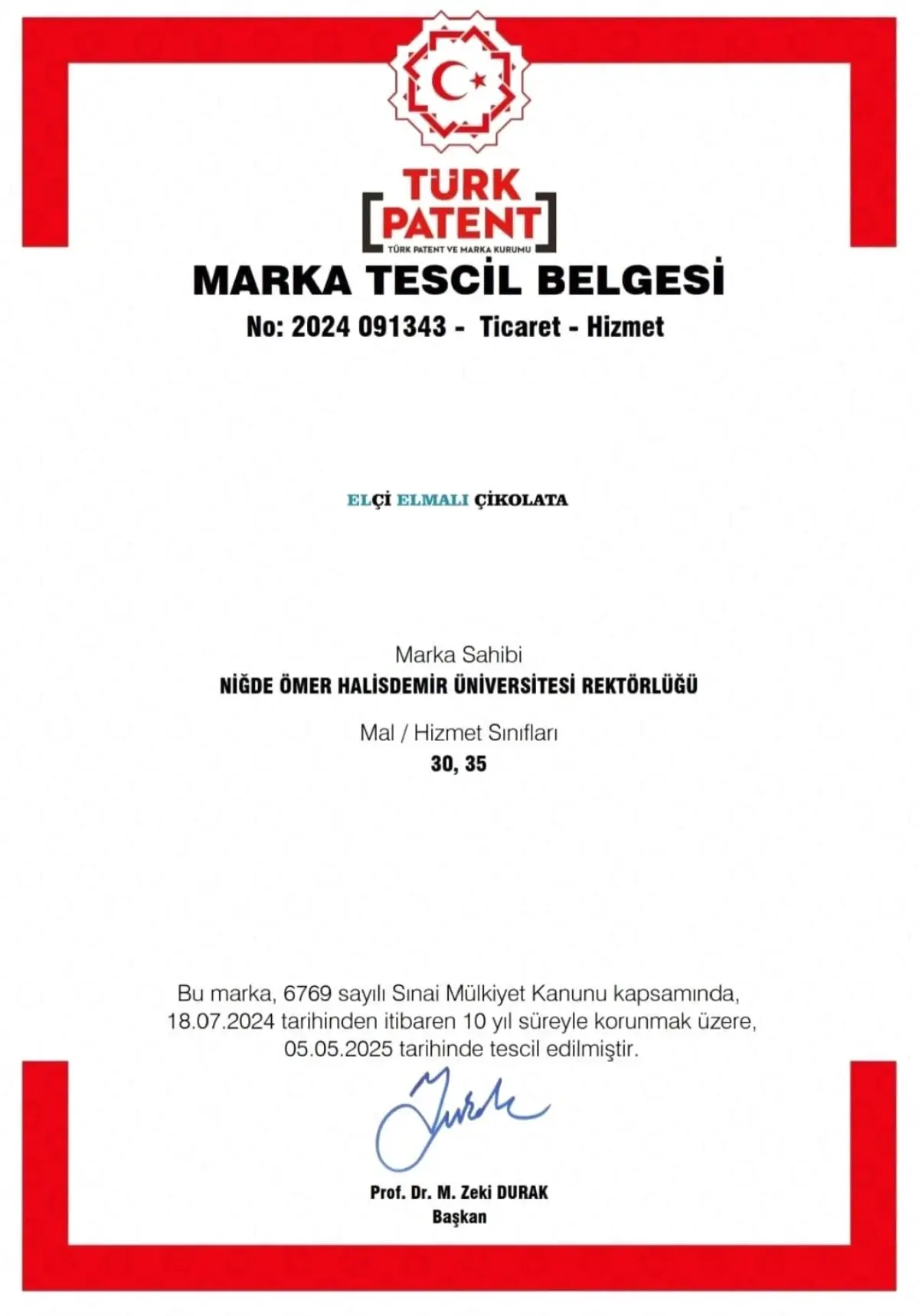 Niğde’de Yeni Çikolata Markası Tescillendi
