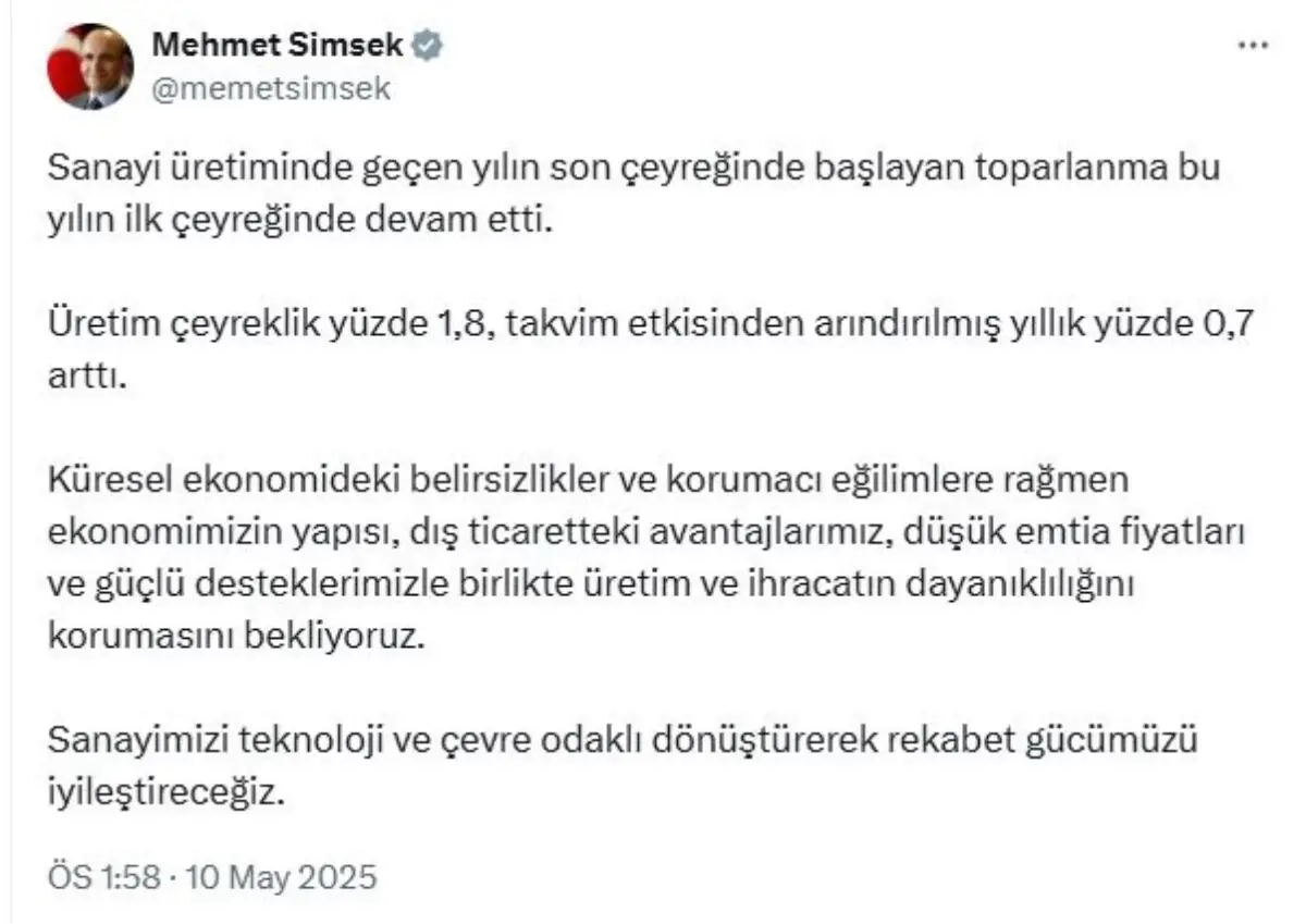 Sanayi Üretiminde Toparlanma Devam Ediyor