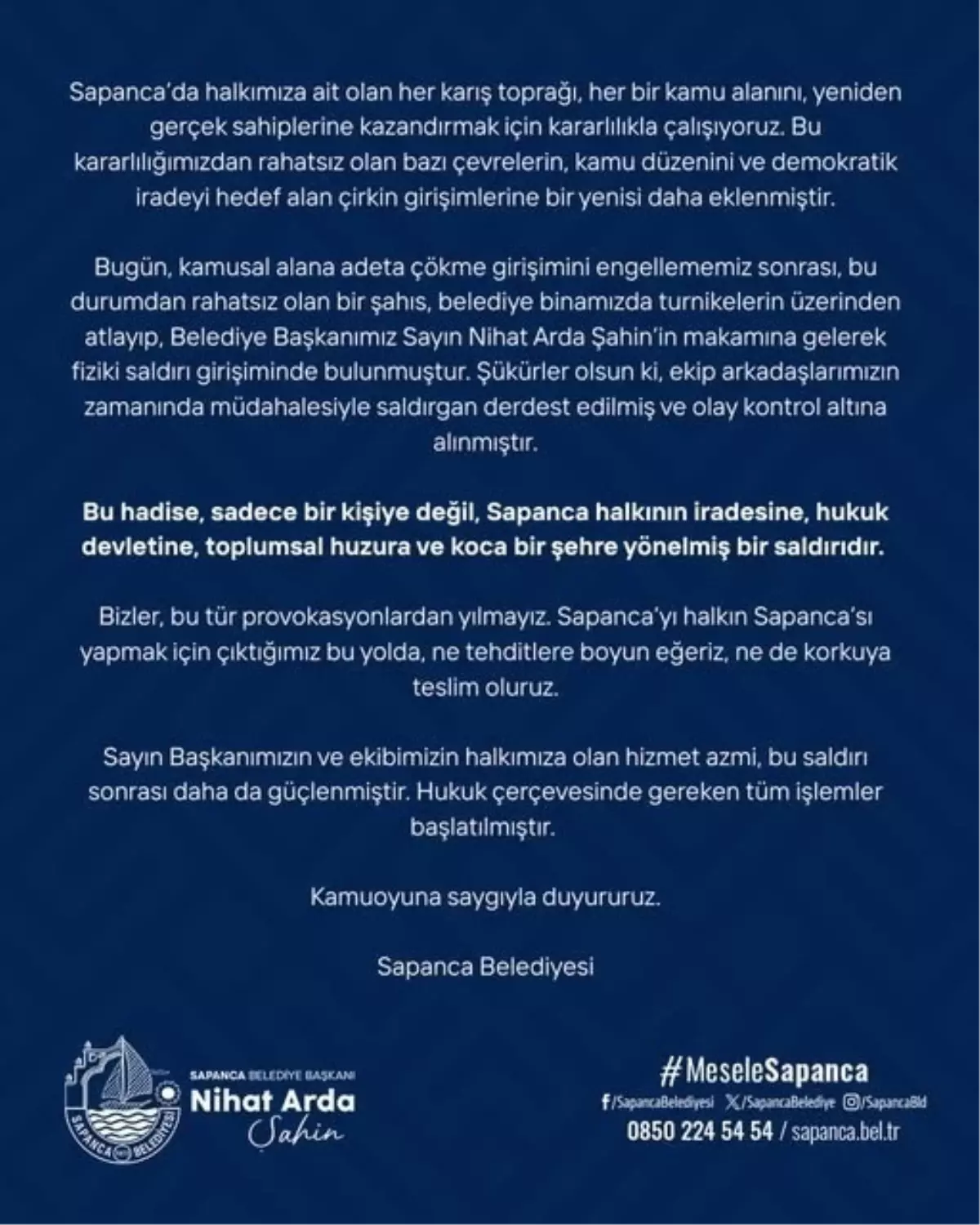 Sapanca Belediye Başkanı’na Saldırı Girişimi