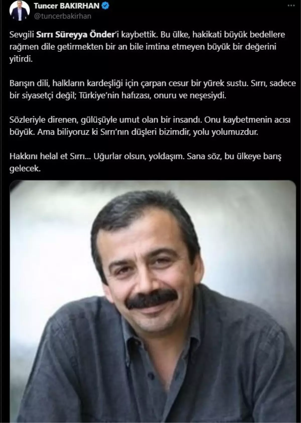 Sırrı Süreyya Önder’e Veda