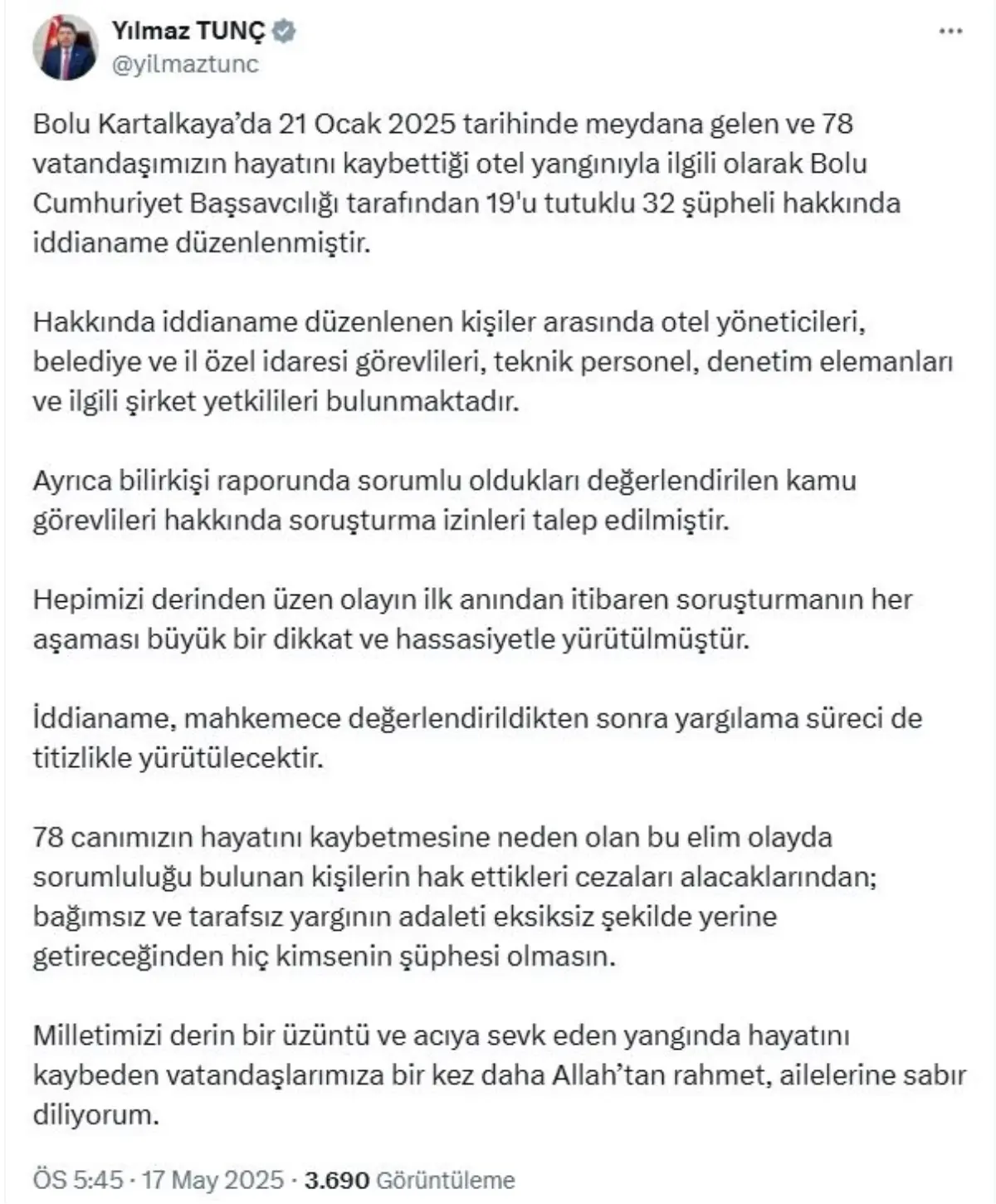 Yangın Faciasında Sorumlular Hakkında İddianame