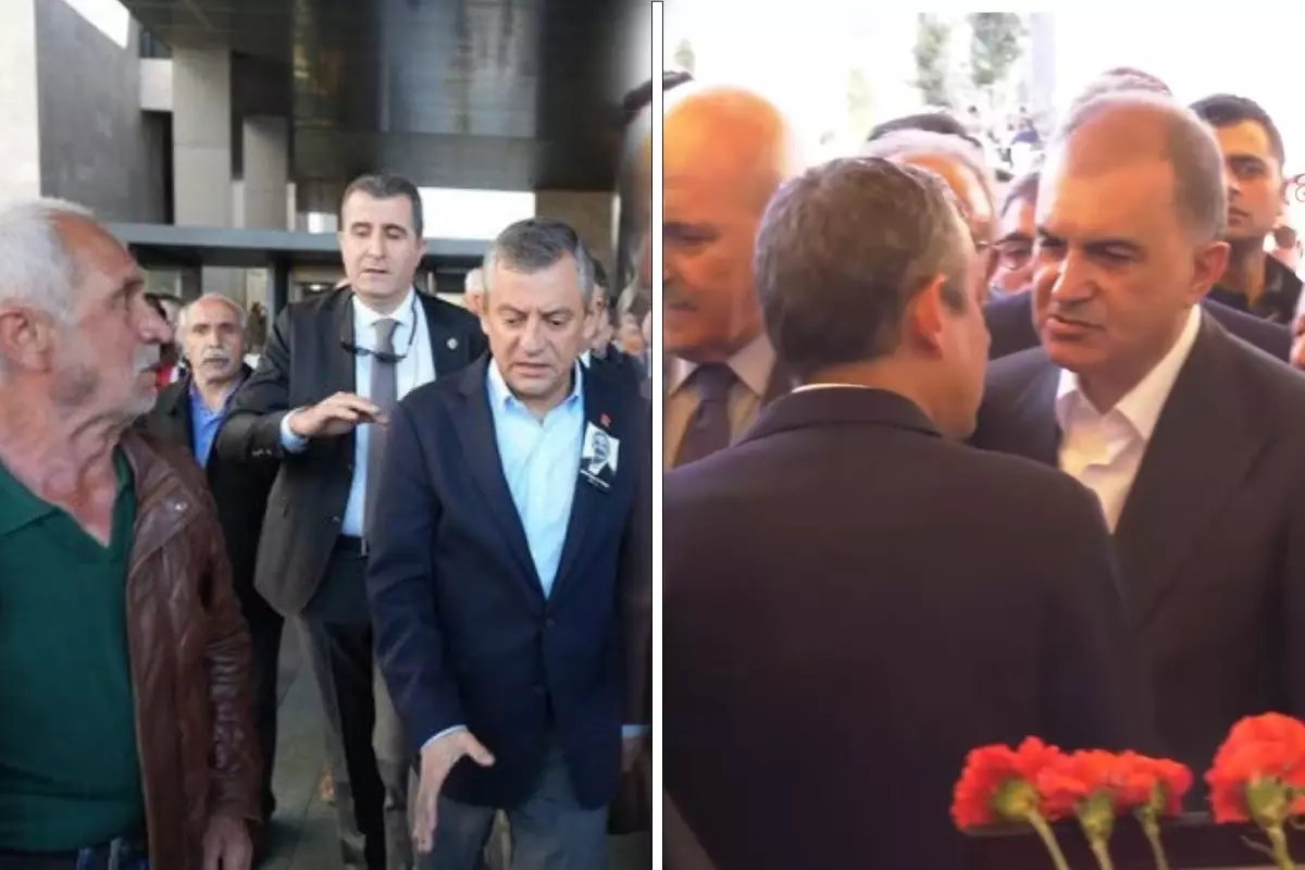 Yumruklu saldırı sonrası AK Parti Sözcüsü Ömer Çelik cenaze töreninde Özgür Özel ile görüştü